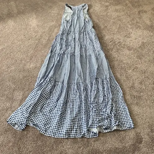 LC Lauren Conrad Lauren Conrad Blue Gingham Tiered Maxi Dress SIZE M