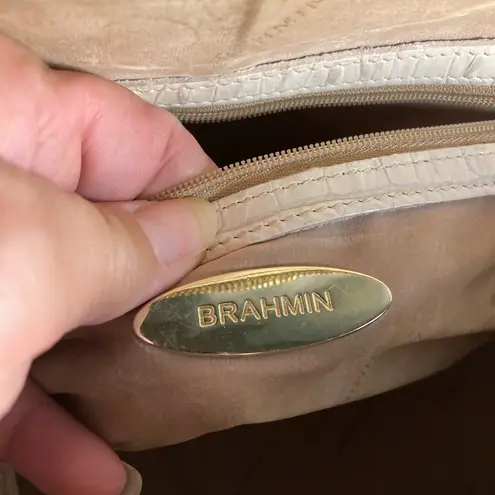 Brahmin MELBOURNE Elegant Cream Crocodile-Embossed Handbag