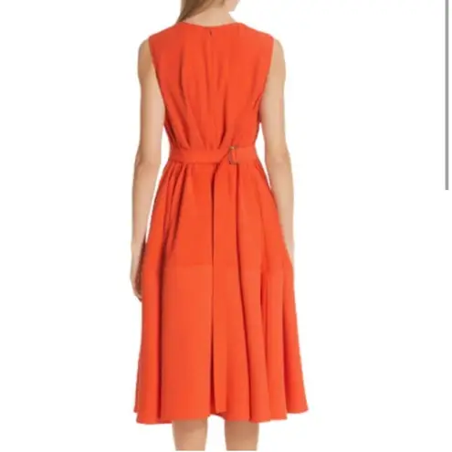 Adeam Belted Parachute Midi Dress in Orange Size 8