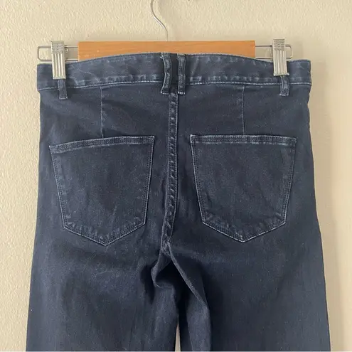 Madewell  Sz 25 Widelegger Dark Wash Wide Leg Flare Leg Jeans Stretch Long Length