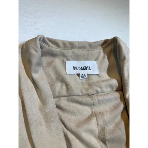 BB Dakota  Beige Suede Drape Open Front Long Sleeve Women XS Jacket