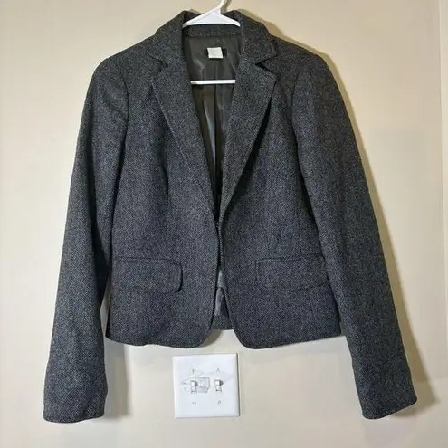 J.Crew  Womens Herringbone 100% Wool Blazer Gray Size‎ 4