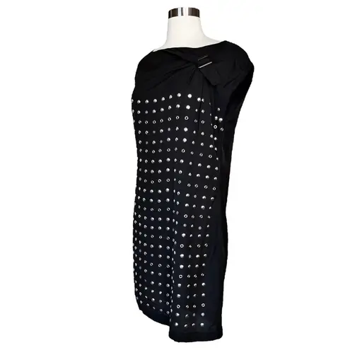 See By Chloe Jersey Black Dress Studded Abstract Design Cap Sleeves Shift 6 /42
