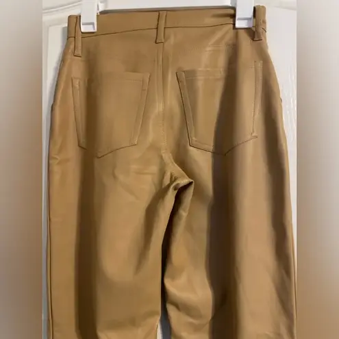 Hollister  Camel Faux Leather Vegan Pants Size 26 Wide Leg Night Out Moto Biker