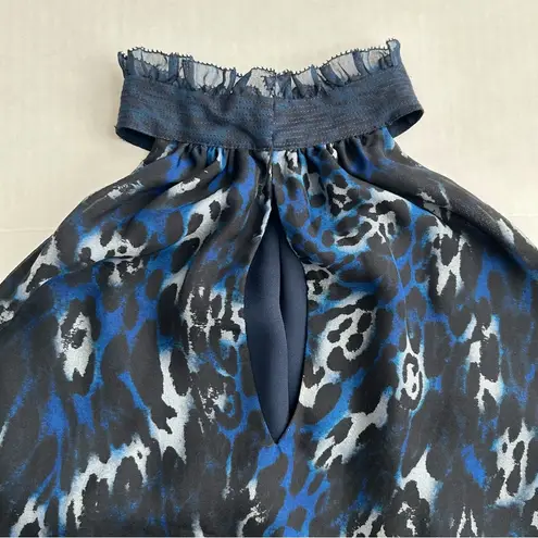 Ramy Brook Women’s Blue Leopard Print Allmay Silk Sleeveless Top XS