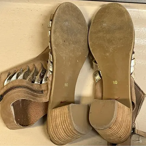 Diba True Tan & Gold Cherry Tart Leather Sandal