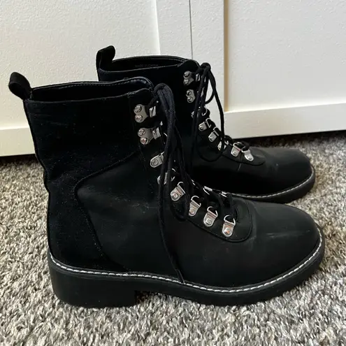 London Rebel ASOS Black Combat Lace Up Boots Vegan Leather Size 8