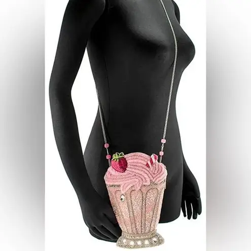 NEW Mary Frances Hand Beaded Couture Sparkly Sundae Crossbody Pink