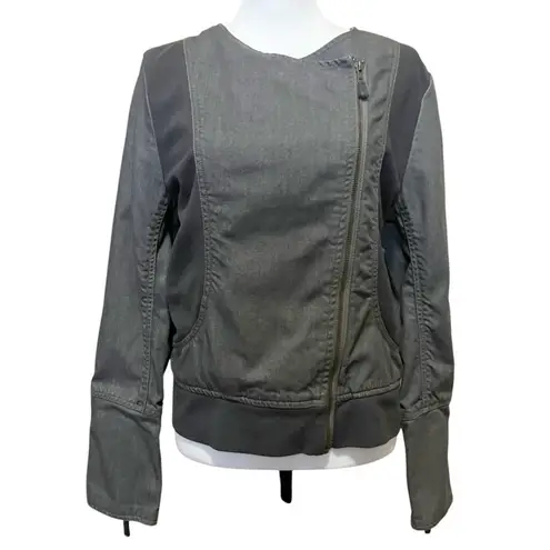 Sundance Women’s Size 14 Gray Denim Moto Jacket Asymmetrical Zip Stretch