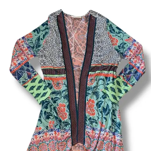 Soft Surroundings Draped Oversized Kimono Jacket Cardigan Floral Bohemian SZ M