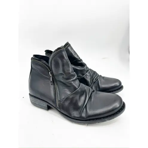 Miz Mooz Luna Black Leather Side Zip Ankle Boots Women’s Size 8