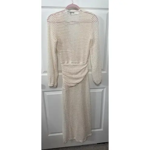 Fore Fly Me Out Cream Plunging Neckline Crochet Maxi Dress, S