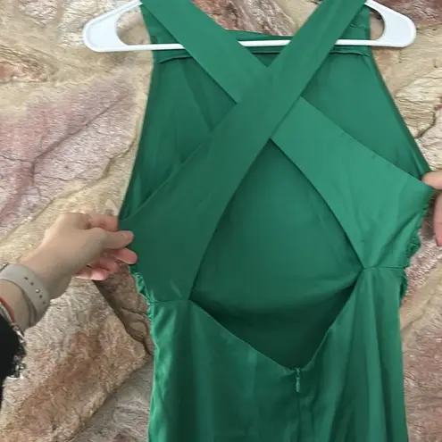 Commense Cowl Neck Satin Back Cross Long Dress size M Green Size M
