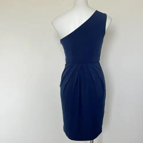 Max and Cleo embellished DRESS blue SIZE 4 One Shoulder fitted mini VINTAGE NEW