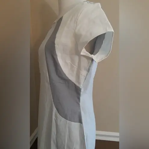 Downeast Gray Linen Cotton Blend Colorblock ModCloth Shift Dress by DE Collection Summer