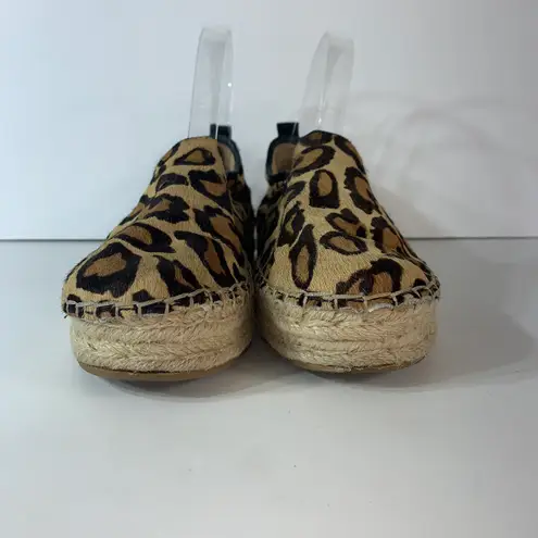 Sam Edelman Carrin Leather Leopard Calf Espadrille Platform Shoes Size 8M