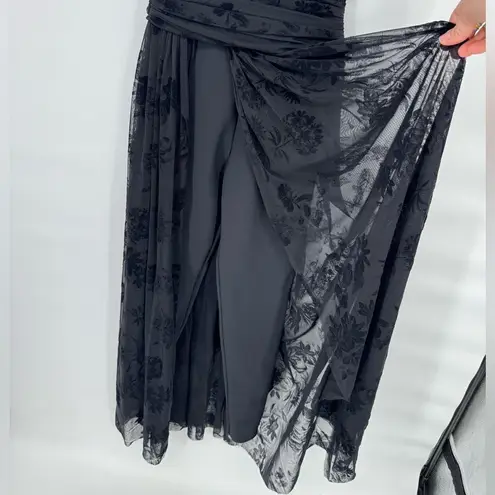 Chiara Boni La Petite One-Shoulder Jumpsuit Floral Tulle Overskirt IT38 US2