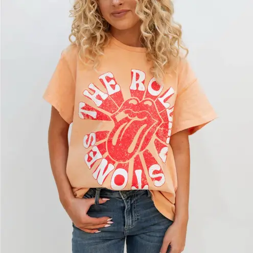 Fantastic Fawn Orange Graphic Band Tee The Rolling Stones Women’s Large Casual