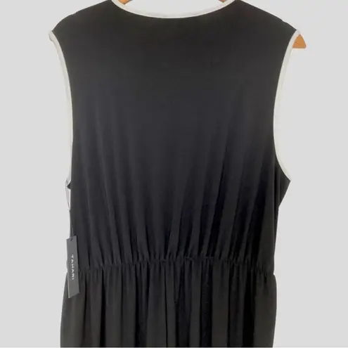 Tahari NWT USA Women’s 2X Liquid Knit Wide Leg Black & White Sleeveless Jumpsuit