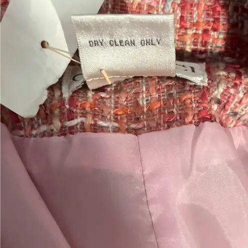 NWT Vintage Carlucci Pink Tweed Fully Lined Pea Coat Sz 14