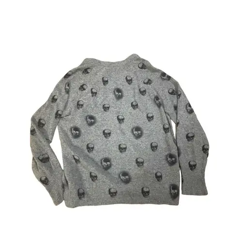 360 Cashmere  Skull Cashmere Riley Skull-Print Gray Cashmere Sweater size small 1