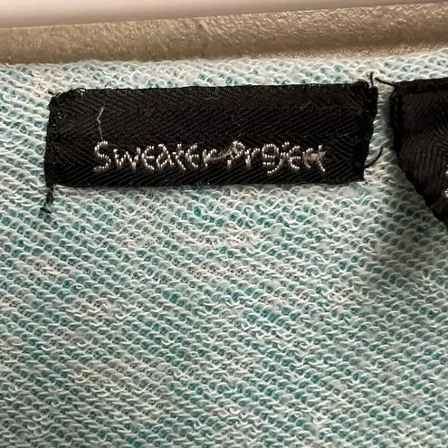 Sweater Project Light Aqua Blue Aztec Short Sleeve Oversized Blouse Size XL