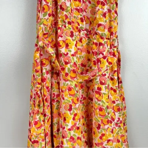 Beautiful NEW Orange Floral Mini Dress Halter‎ Small Side Zip Retro, Size Small
