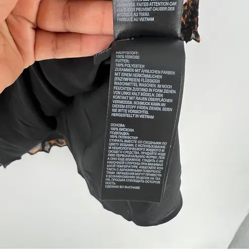 Whistles Classic Leopard Shirred Dress Long Sleeve Mini Mock Fit & Flare Size 6 Brown Size M