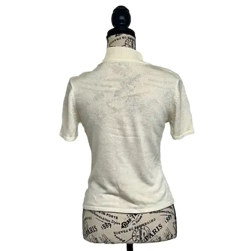 Tahari ASL beige Knit Sweater Blouse Normcore Womens Preppy Modest Mature 4P