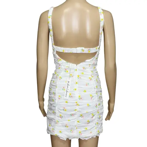 For Love & Lemons  Celia Floral Mini Dress, White/Yellow, XS