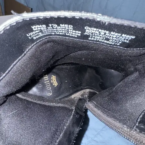 Juicy Couture  Brown Suede Zip Platform Chunky Block Ankle Booties Sz 7.5