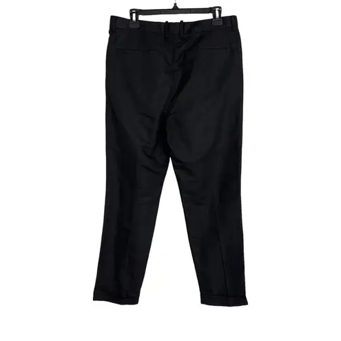 AllSaints Women’s Tapered Cropped Linen Cotton Blend Pants Black 30