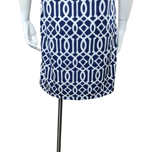 Mud Pie Womens M (8-10) Navy Blue White Shift Dress Nautical Gold Hardware Zip-Up