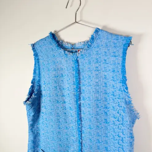 STAUD Blue Tweed Sleeveless Mini Dress