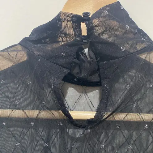 Mad for love black mesh bodysuit with sparkle detail