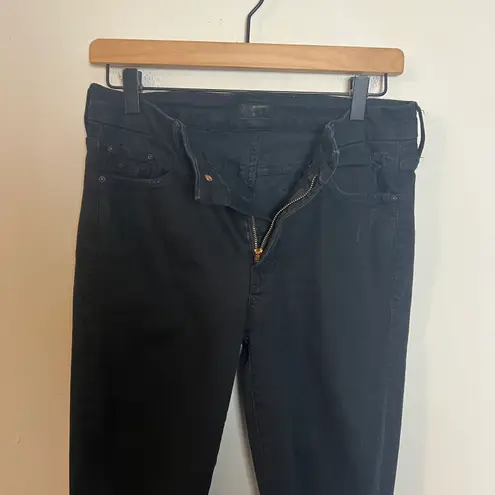 MOTHER Denim MOTHER- Looker Ankle Fray Guilty As Sin Stretch Black Denim