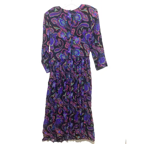 Vintage Pier 1 Passports Paisley Maxi Dress Women S Dark Academia Pleated Grunge Purple