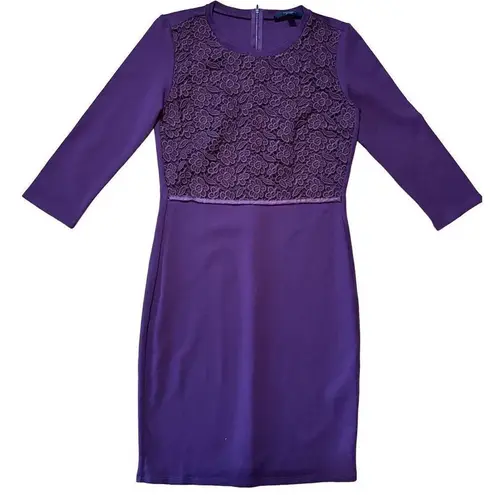 Max Mara Weekend Burgundy Provinom Jersey Lace Top Dress Sz M