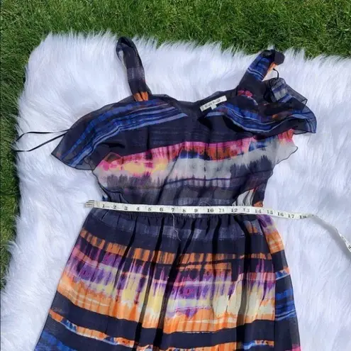 Black Rainn Maxi Dress Dark Watercolor Stripe Long Size Medium M Wedding Guest