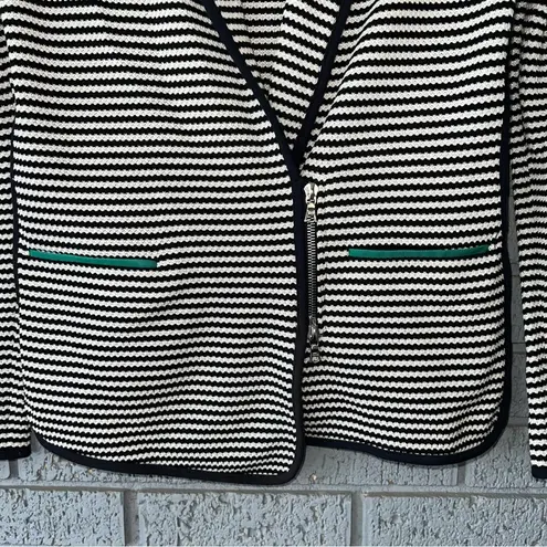Veronica Beard Blazer Striped Zip-Up Jacket Size 0 Cotton Knit Navy