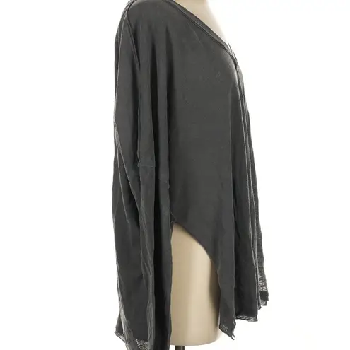 We The Free Free People Women's Gray V-Neck Oversized Top Small
