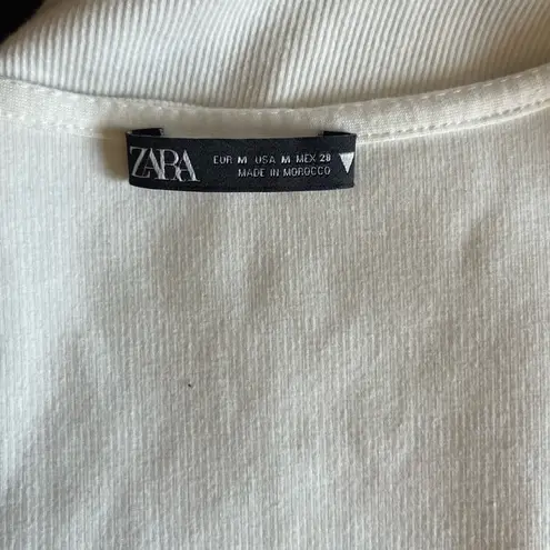 ZARA  White Micro Ribbed Sweetheart Neckline Plunging Sleeveless Bodysuit