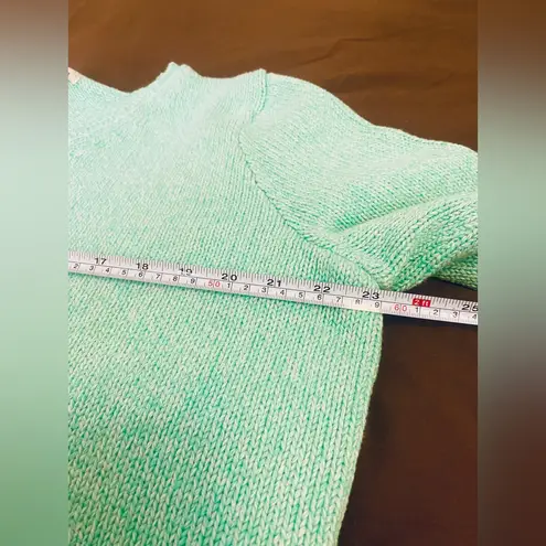 LL Bean Pullover V Neck Sweater 100% Cotton Womens Medium Mint Green Blue Size XL