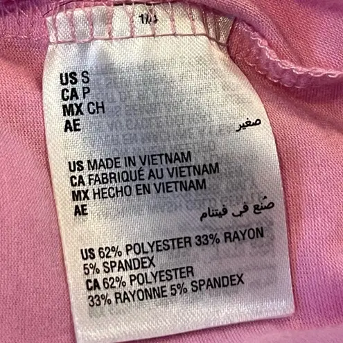 Ideology Tie Front Short Cap Sleeve Solid Pink T Shirt Crew Neck Small Pullover