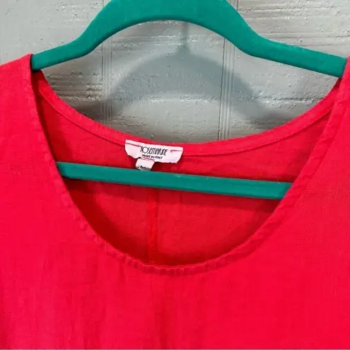 Rosemarine Made In Italy 100% Linen Red Embroidered Eyelet Hem Dress Size Medium