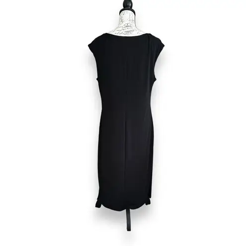 Connected Apparel Midi Black Cap Sleeve Stretch Dress White Peek-a-boo Pink 16