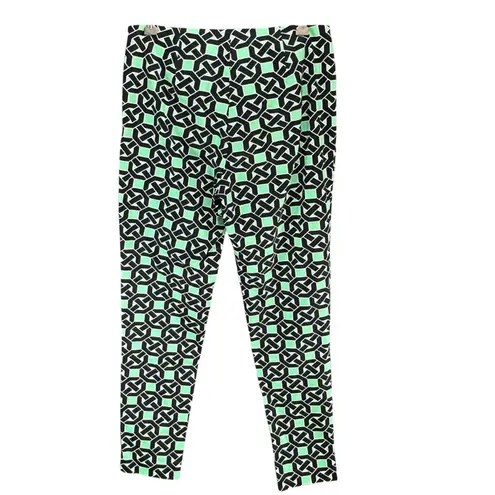 Tracy Negoshian Frida Pants Womens 6 Green Black Geometric Slim Fit Modern Chic