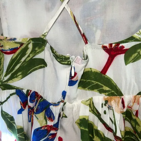 Jenn & Jo Tropical Floral Spaghetti Strap Romper Shorts Size L Hawaiian Red Size L