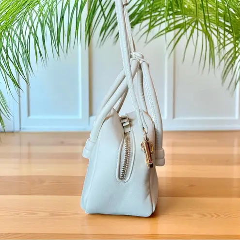 Anthropologie  White Mini Top Handle Crossbody Bag – Gold Hardware