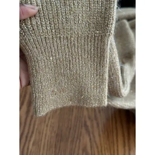 INC International Concepts Women's Sequined Long Button Up Cardigan Size L Tan Size L